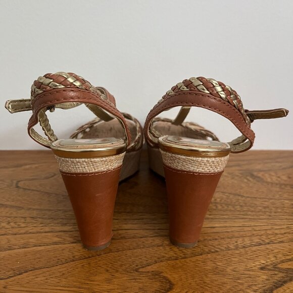 Marc Fisher Gold and Tan Summer Wedge Heels - Picture 5 of 5